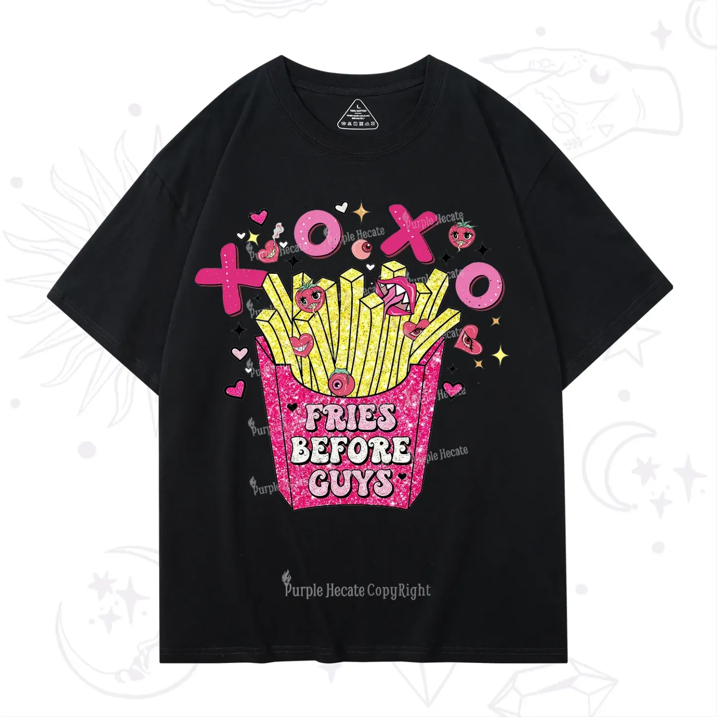 Purplehecate Fries Before Guys Valentine T-Shirt