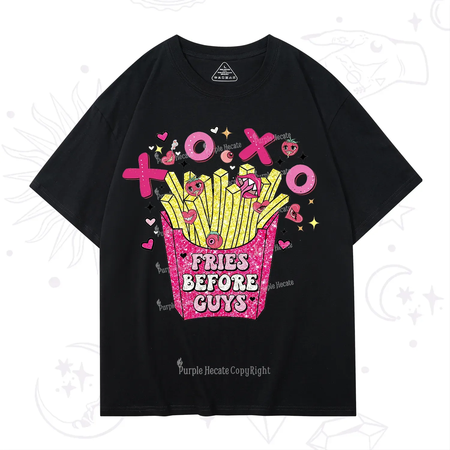 Purplehecate Fries Before Guys Valentine T-Shirt