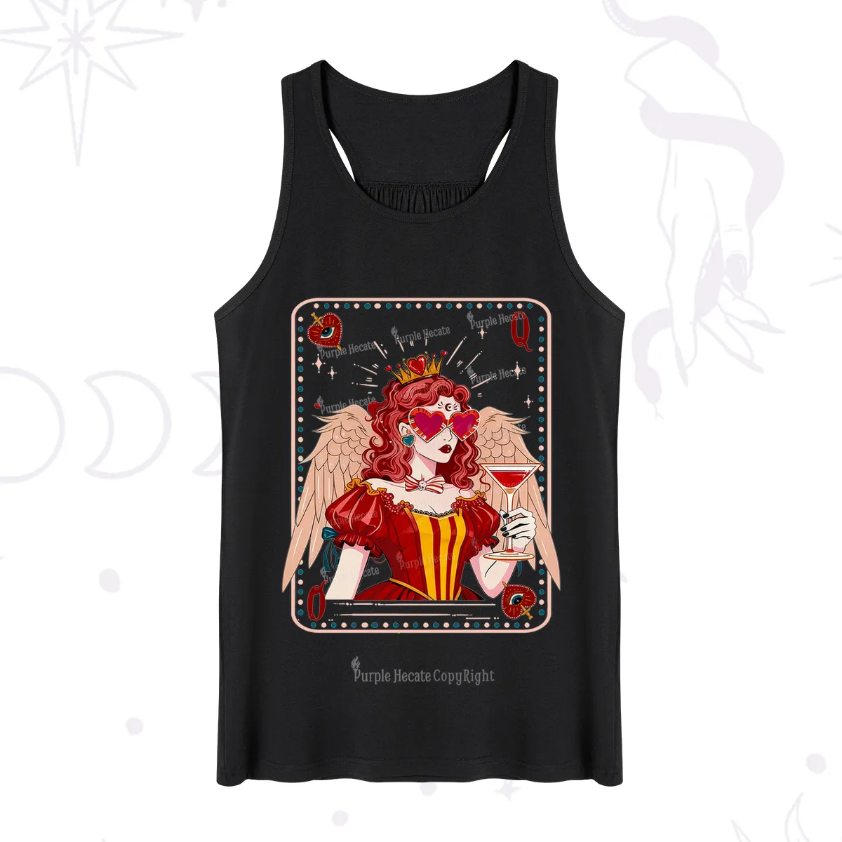 Purplehecate Queen of Hearts Angel Graphic Tank