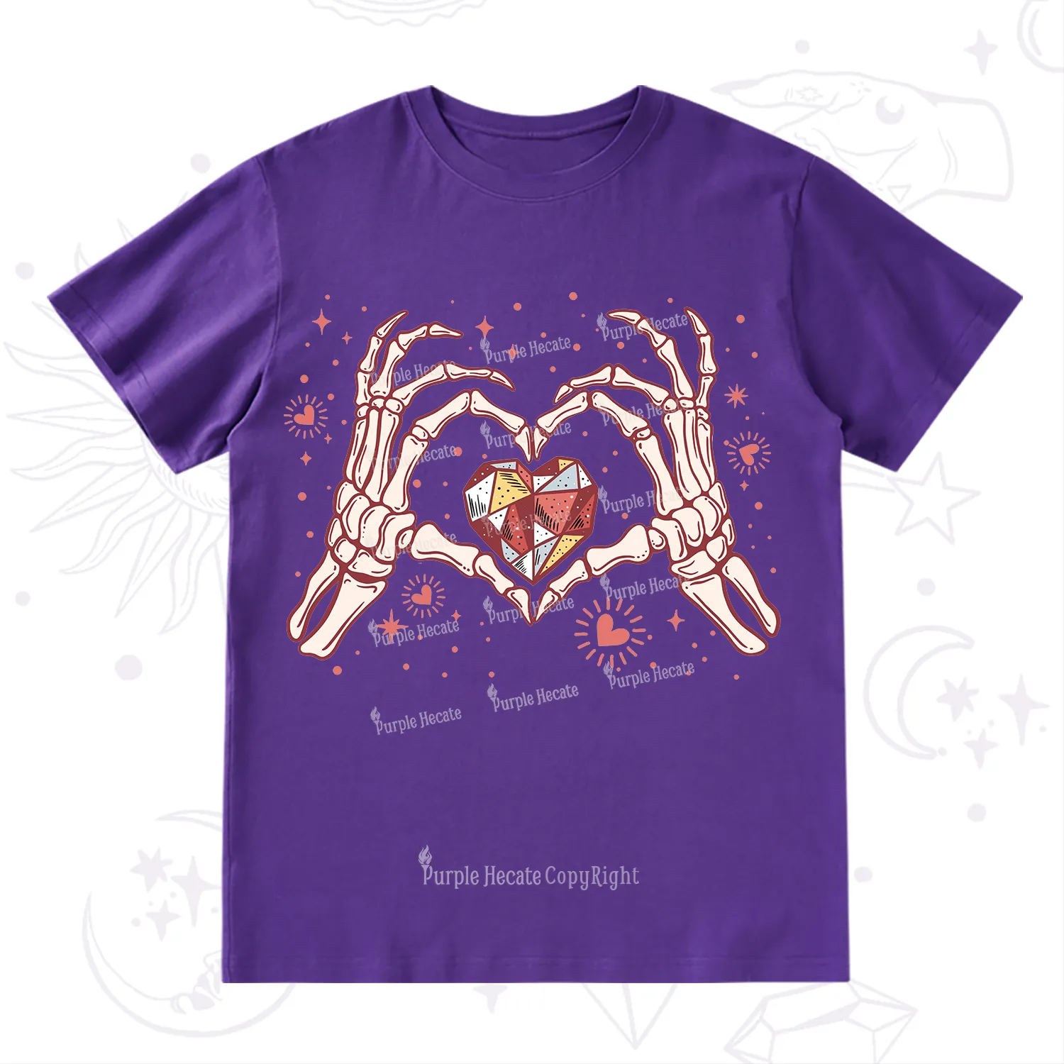 Purplehecate Skeleton Love Hands Valentine T-Shirt