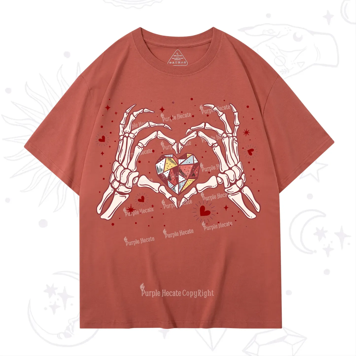 Purplehecate Skeleton Love Hands Valentine T-Shirt
