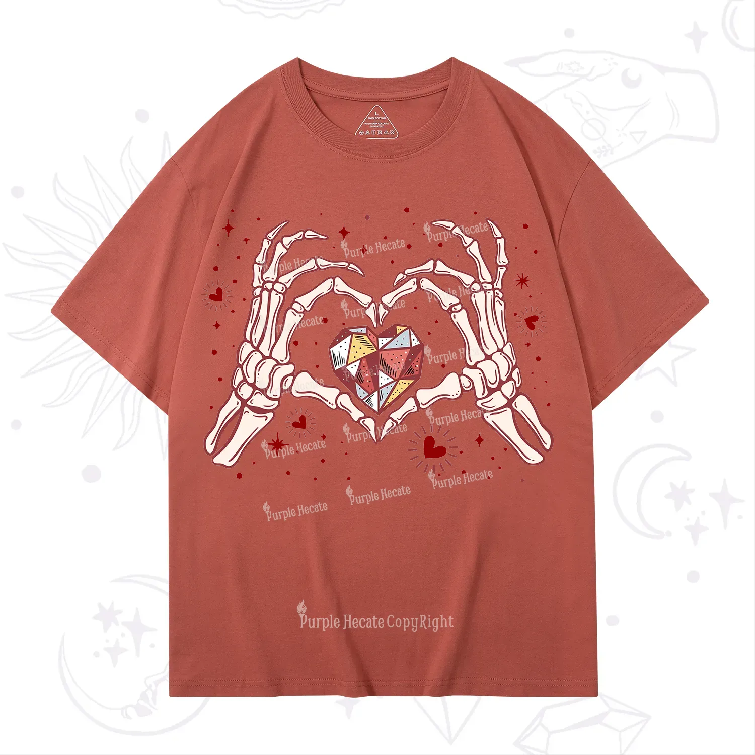 Purplehecate Skeleton Love Hands Valentine T-Shirt
