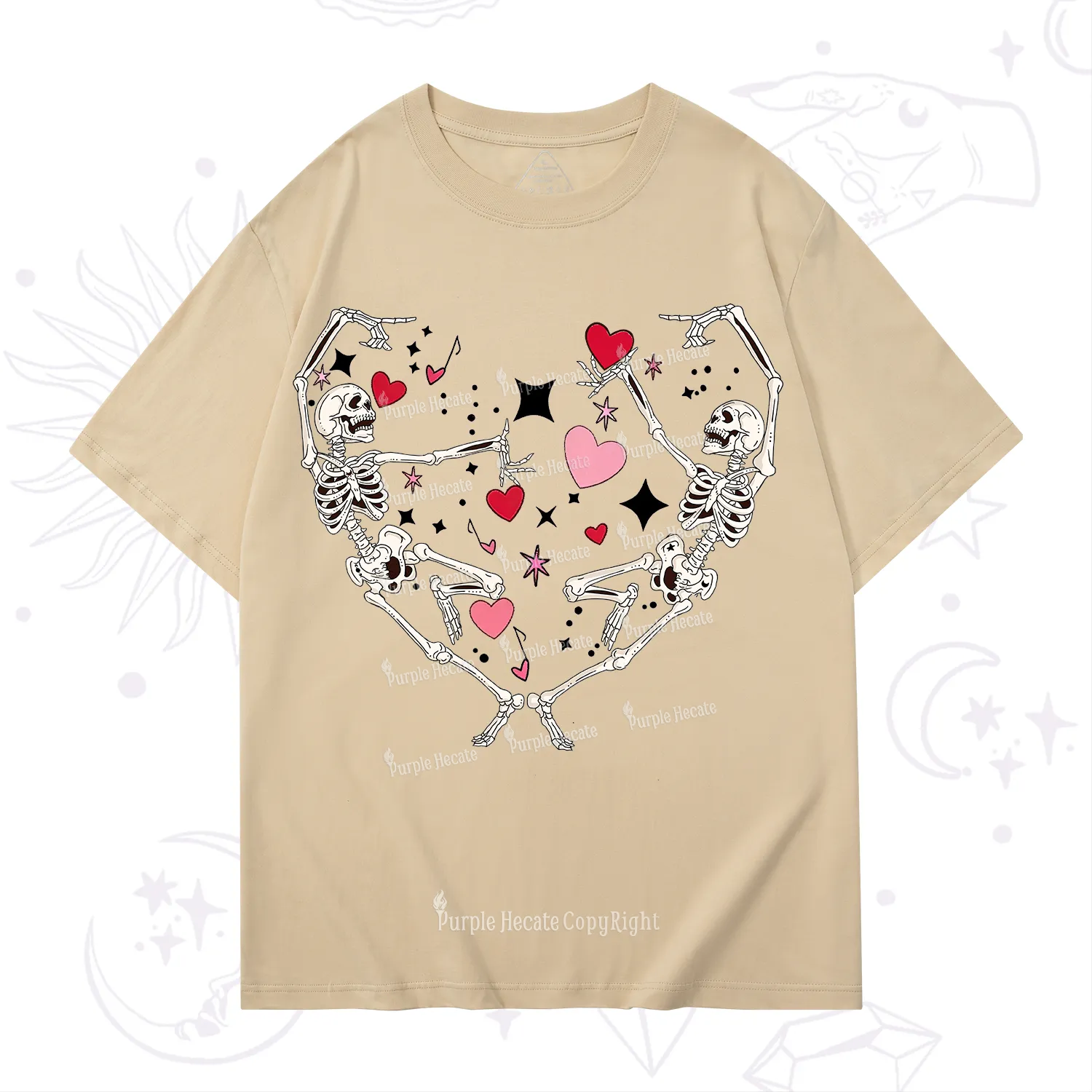Purplehecate Skeleton Heart Lovers Valentine T-Shirt