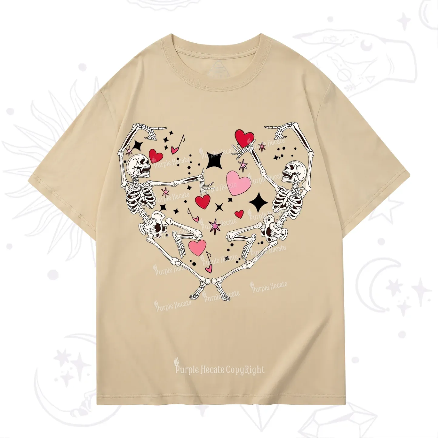 Purplehecate Skeleton Heart Lovers Valentine T-Shirt