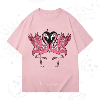 Purplehecate Witchy Pink Flamingo Skull Valentine T-Shirt