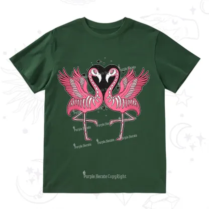 Purplehecate Witchy Pink Flamingo Skull Valentine T-Shirt