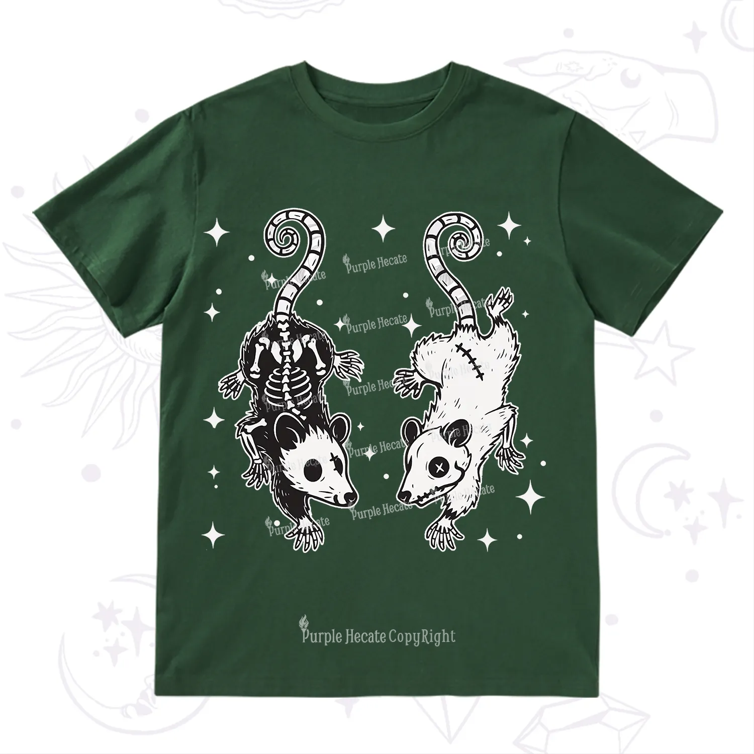 Purplehecate Moonlit Skeleton Rats T-Shirt