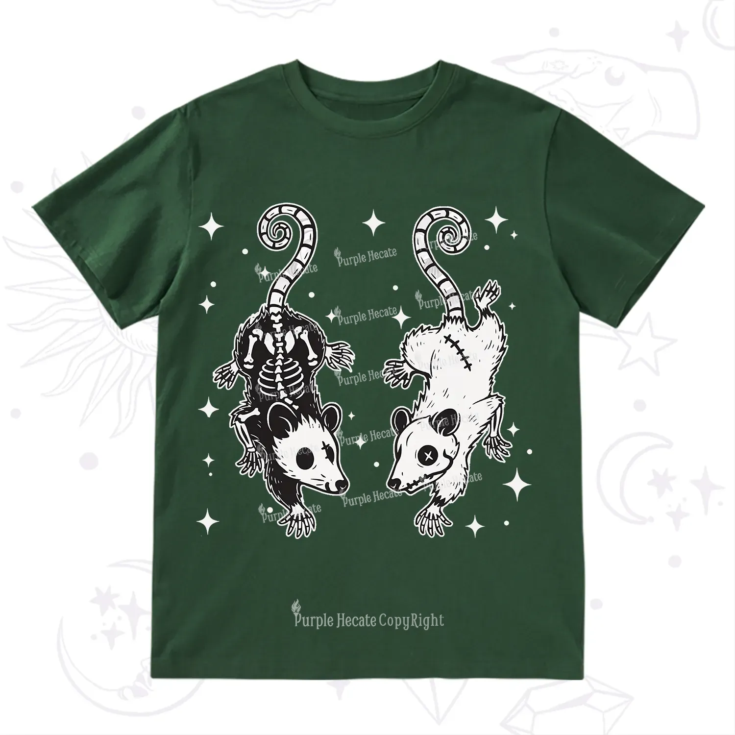 Purplehecate Moonlit Skeleton Rats T-Shirt