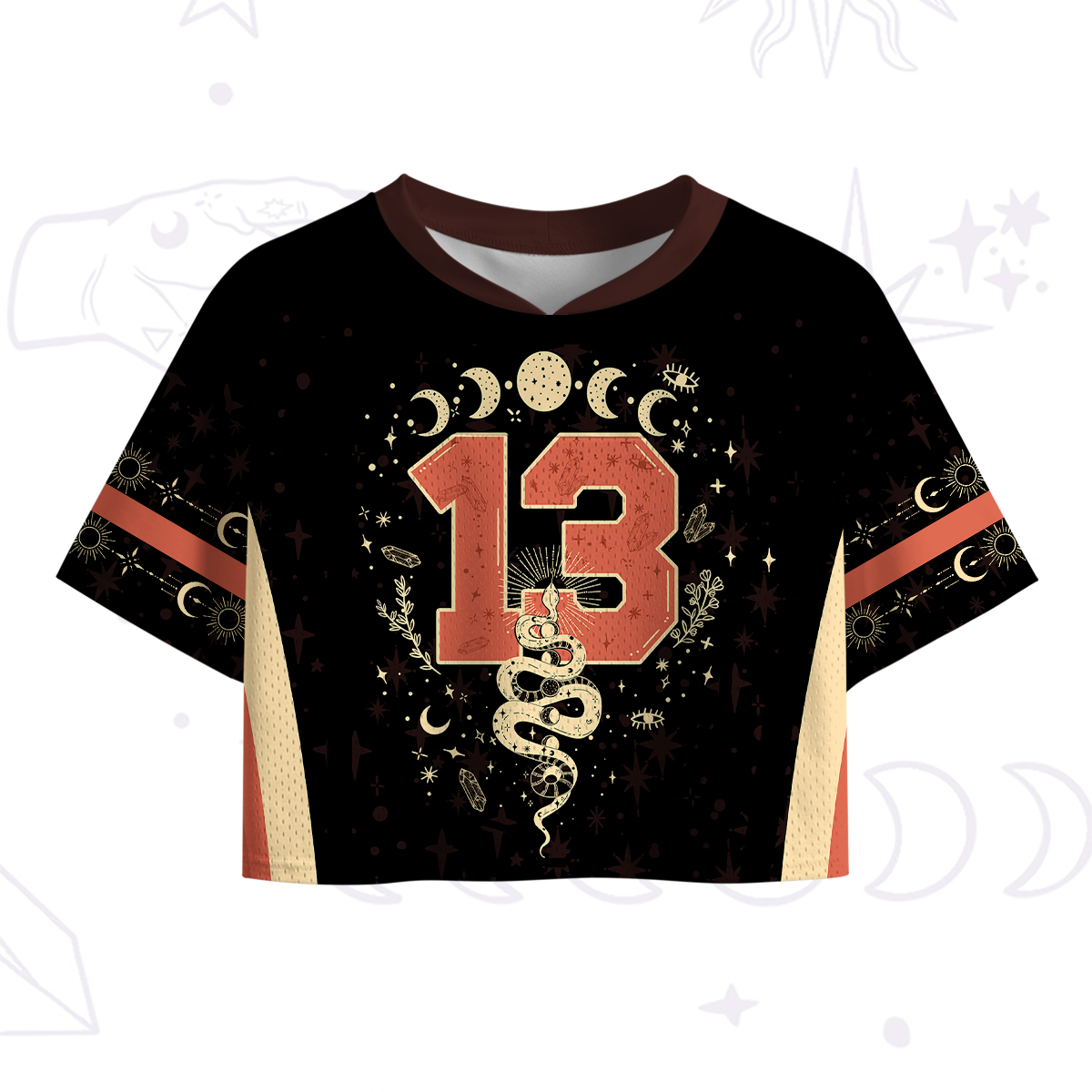 Purplehecate Mystical Moon Phases Snake Crop Sports Jersey