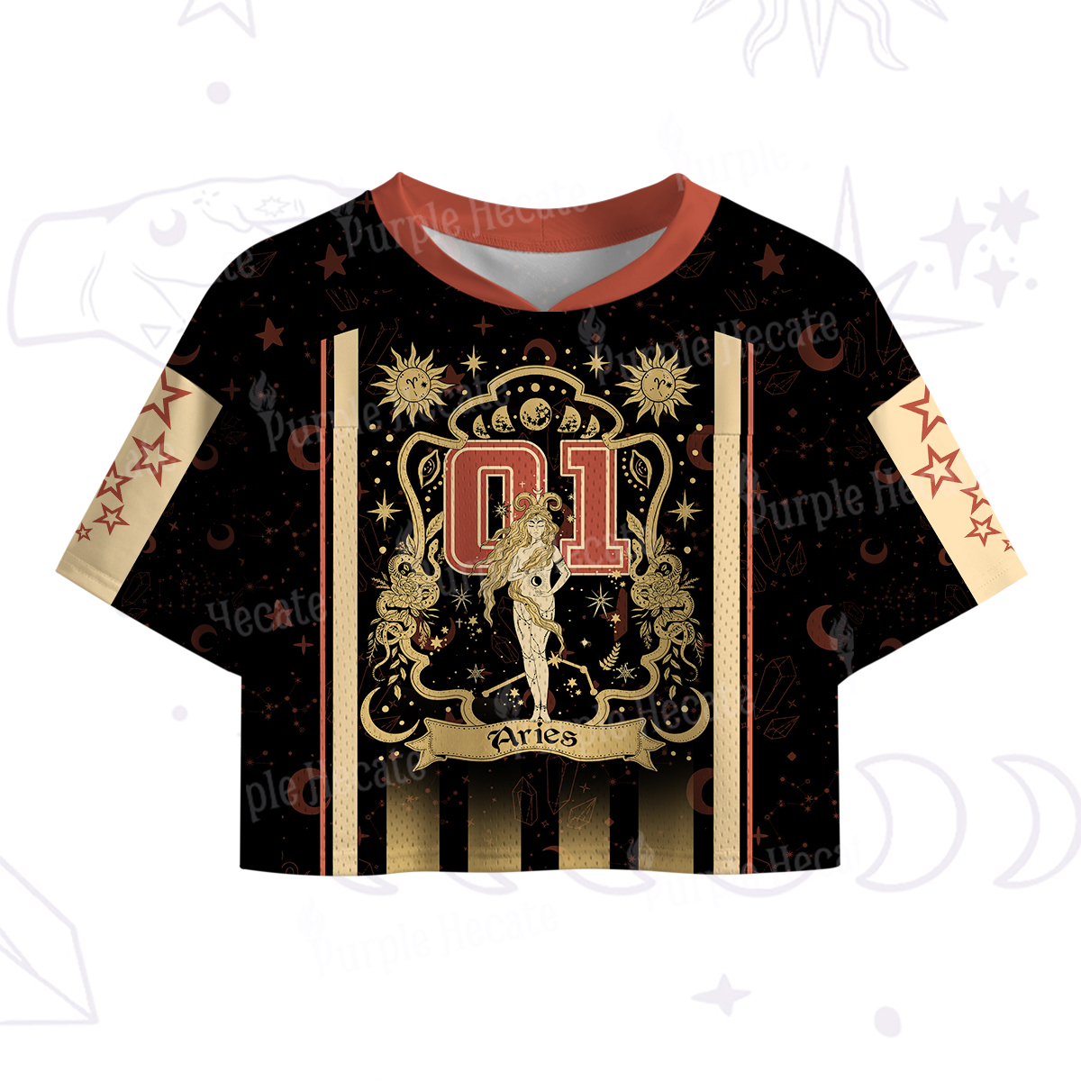 Purplehecate Aries' Astral Mirage Zodiac Crop Sports Jersey