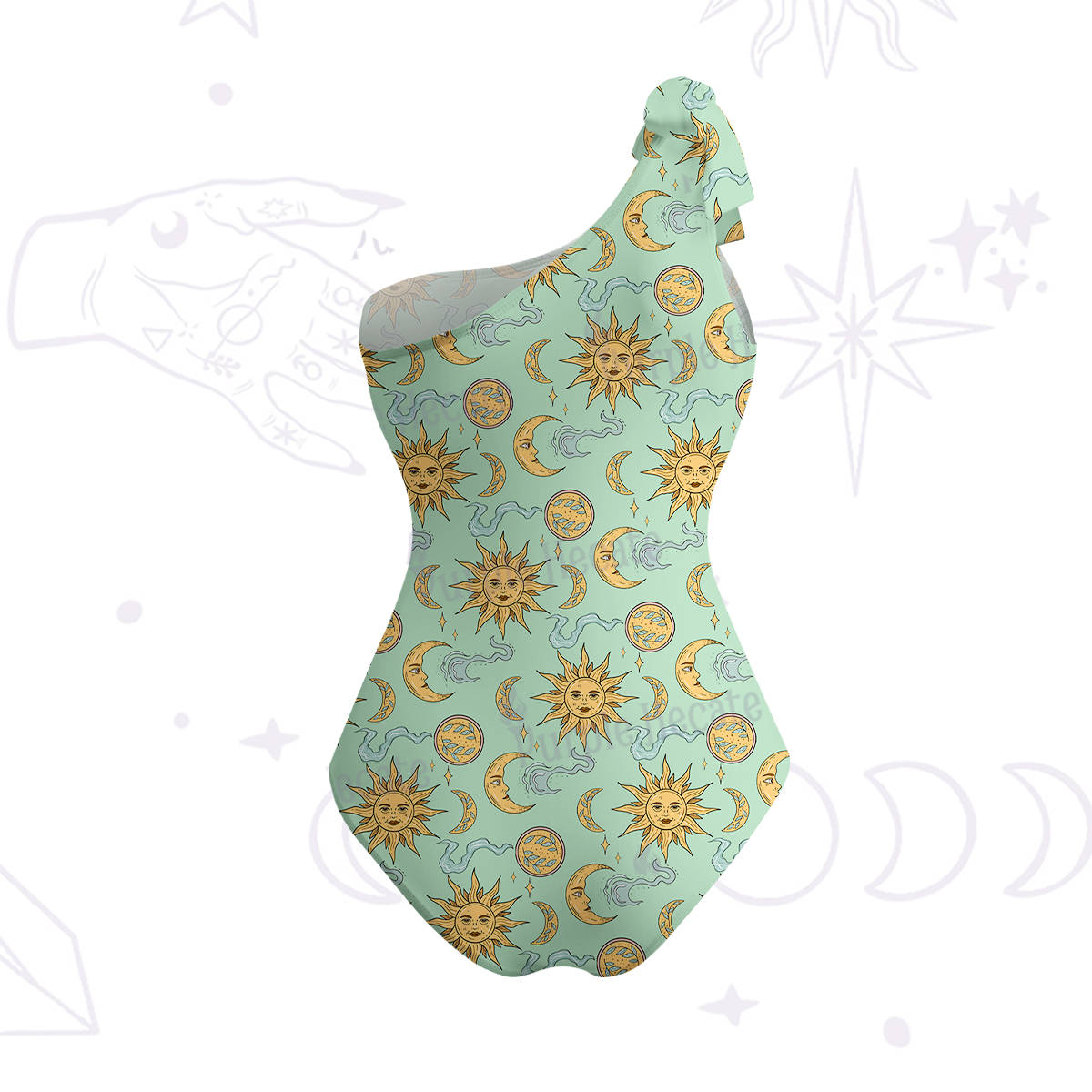 Purplehecate Magic of Sun and Moon One-Shoulder One-Piece Swimsuit