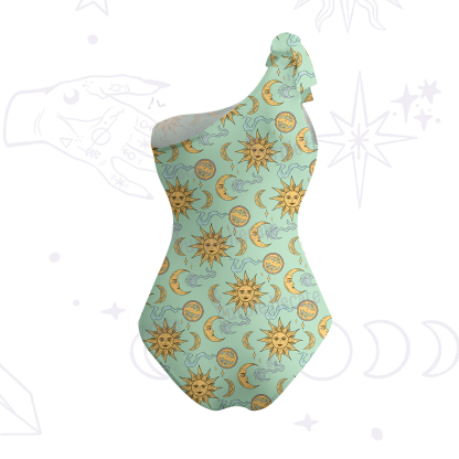 Purplehecate Magic of Sun and Moon One-Shoulder One-Piece Swimsuit