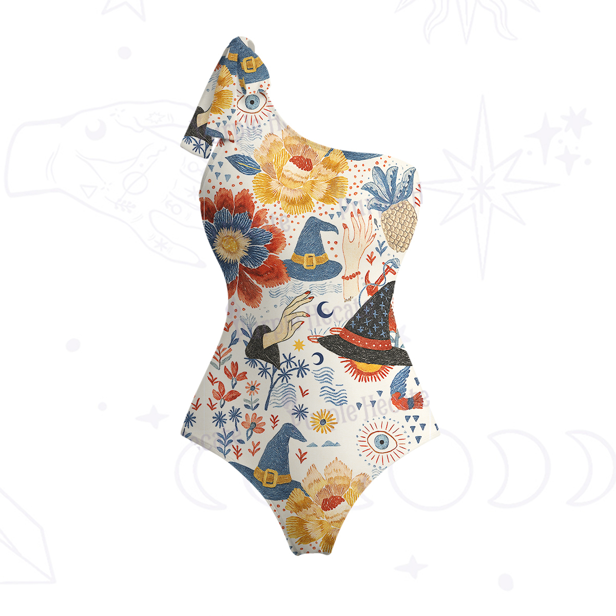 Purplehecate Witching Bloom One-Shoulder One-Piece Swimsuit