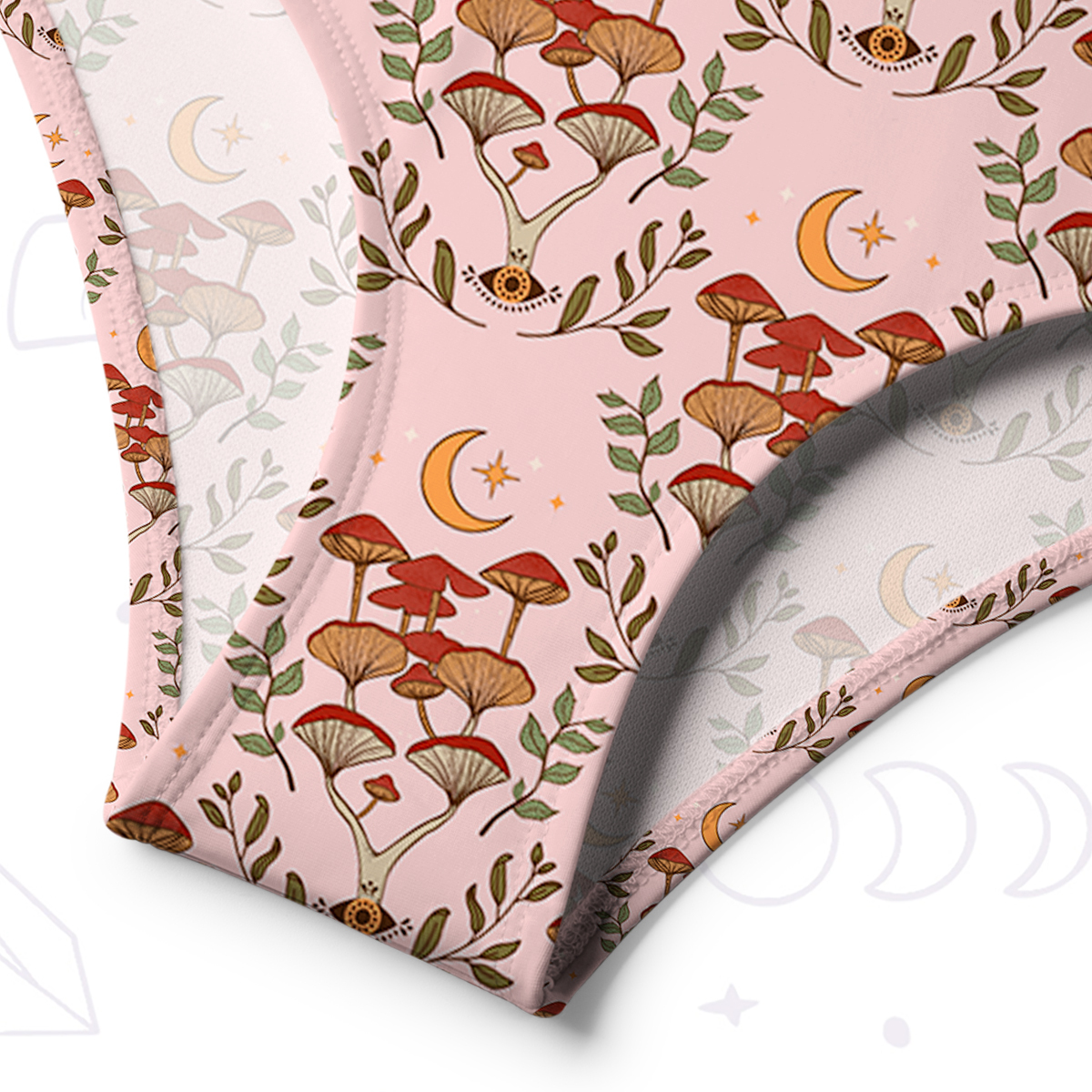 Purplehecate Psychedelic Mushrooms One-Shoulder One-Piece Swimsuit