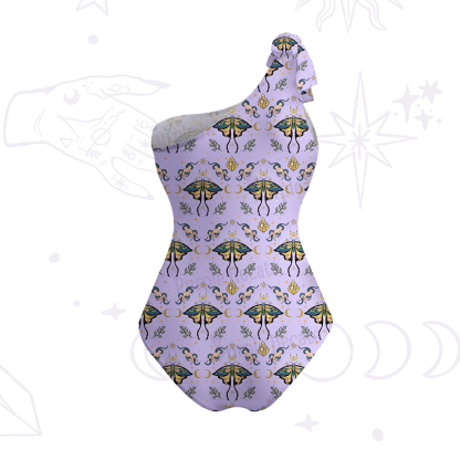 Purplehecate Mystical Moth One-Shoulder One-Piece Swimsuit