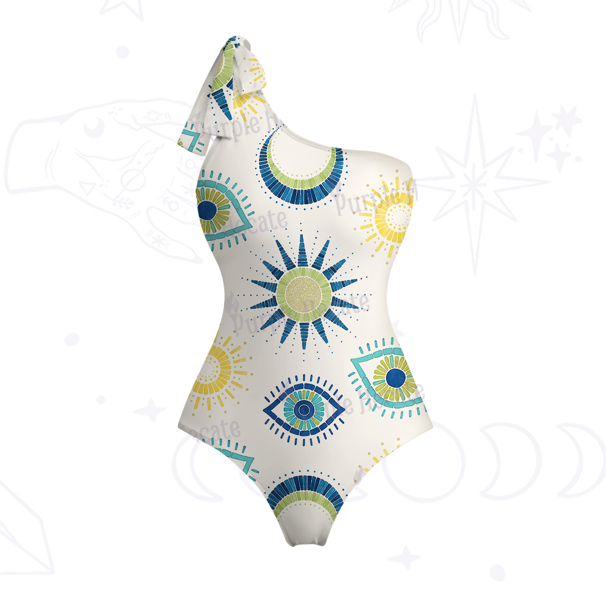 Purplehecate Sun Eye One-Shoulder One-Piece Swimsuit