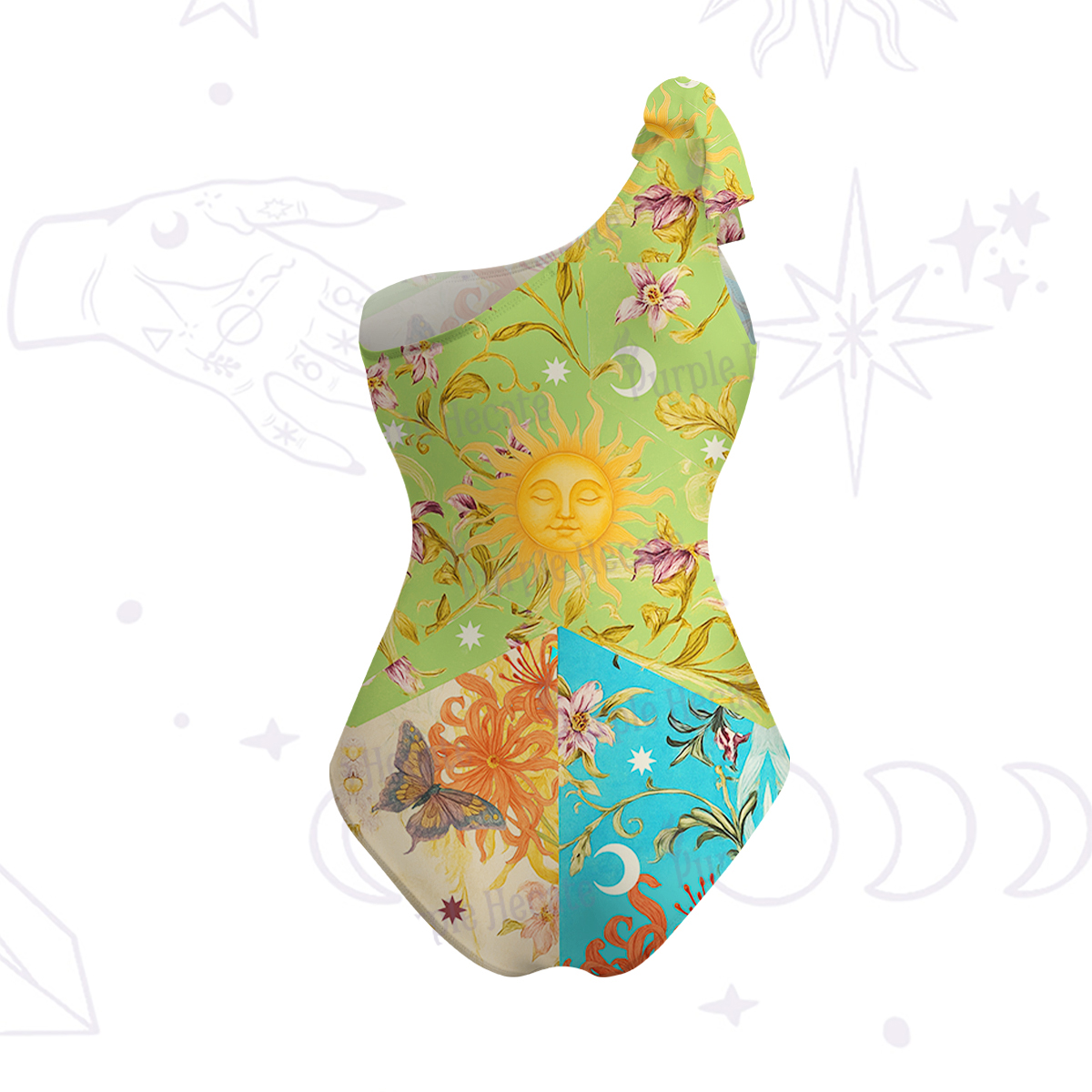 Purplehecate Sun Garden One-Shoulder One-Piece Swimsuit