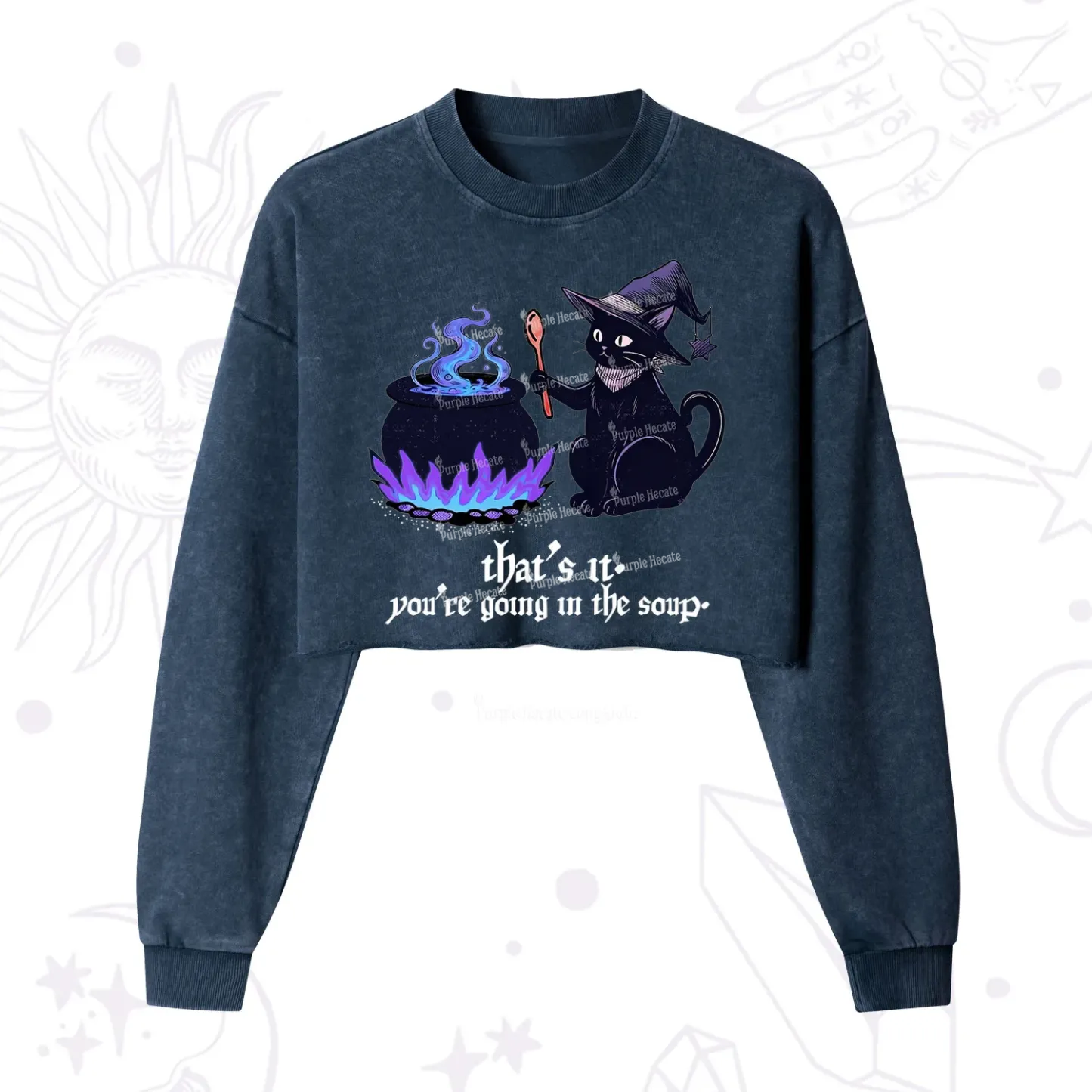 Purplehecate Trust Your Instincts Cropped Washed Sweatshirt