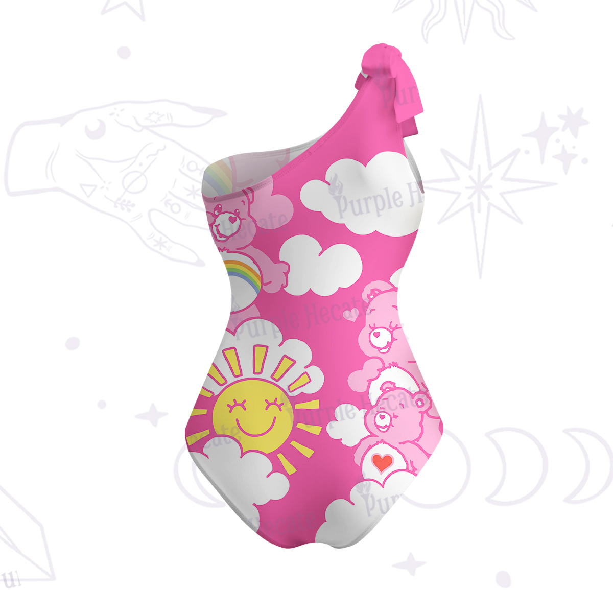 Purplehecate Sweet Dream Bear One-Shoulder One-Piece Swimsuit