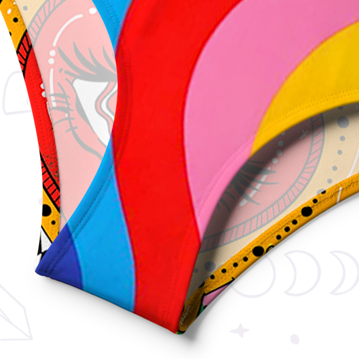 Purplehecate Trippy Rainbow Heart Eye One-Shoulder One-Piece Swimsuit