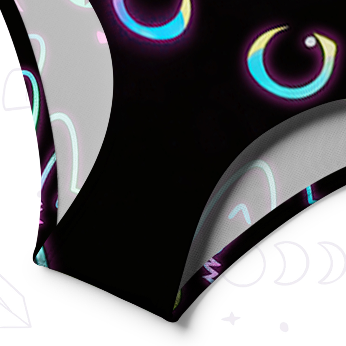 Purplehecate Neon Glow Stacked Cats One-Shoulder One-Piece Swimsuit