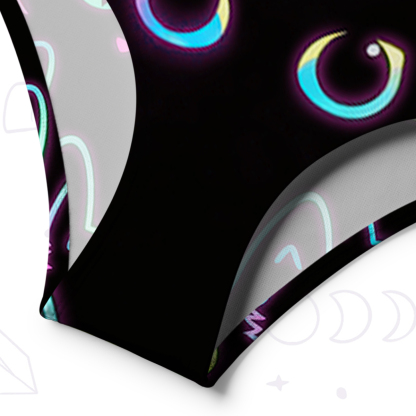 Purplehecate Neon Glow Stacked Cats One-Shoulder One-Piece Swimsuit