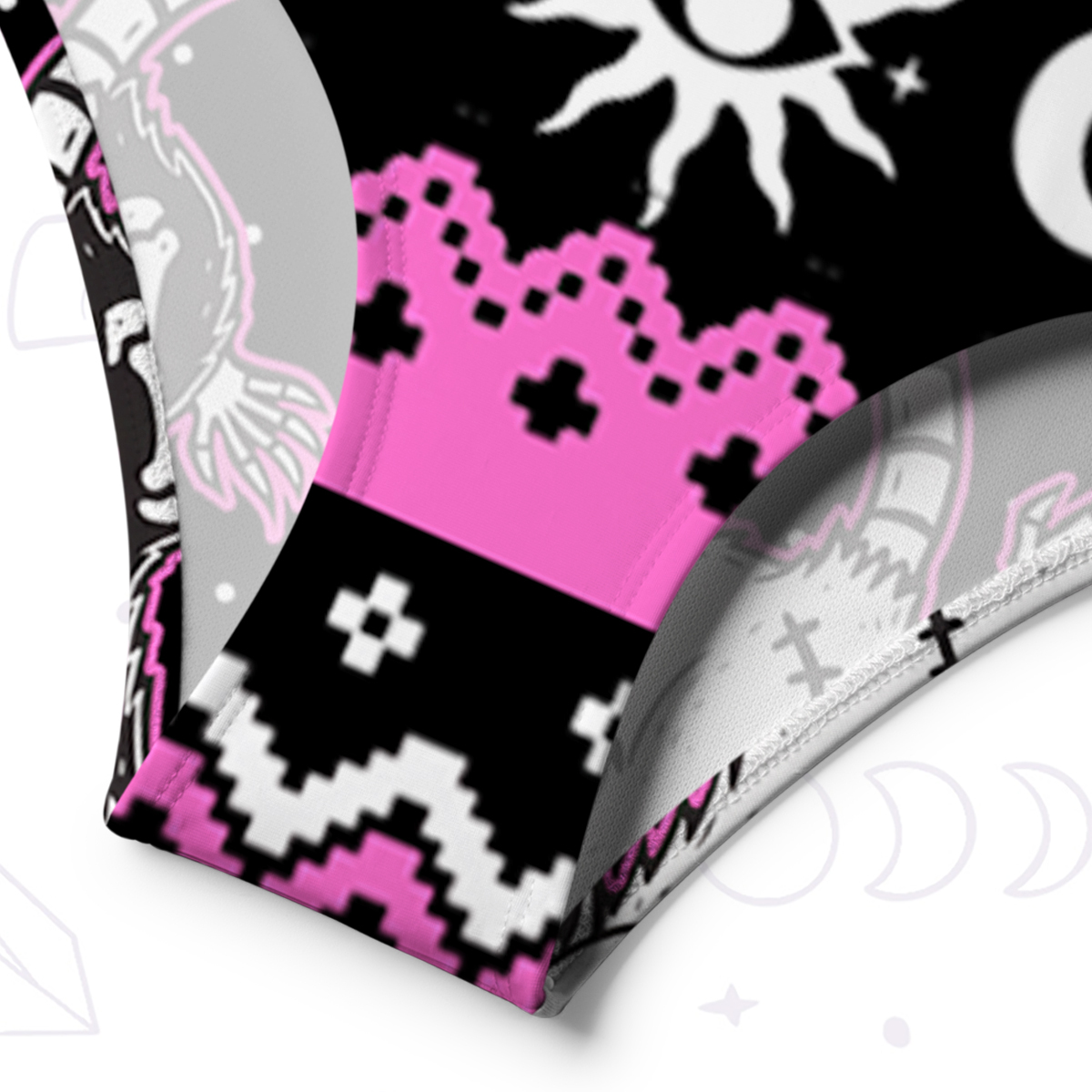 Purplehecate Moonlit Skeleton Rats One-Shoulder One-Piece Swimsuit