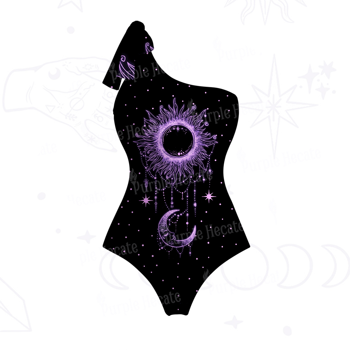 Purplehecate Radiance Of Sun And Moon One-Shoulder One-Piece Swimsuit