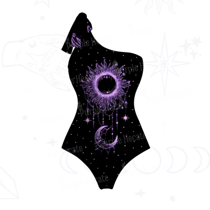 Purplehecate Radiance Of Sun And Moon One-Shoulder One-Piece Swimsuit