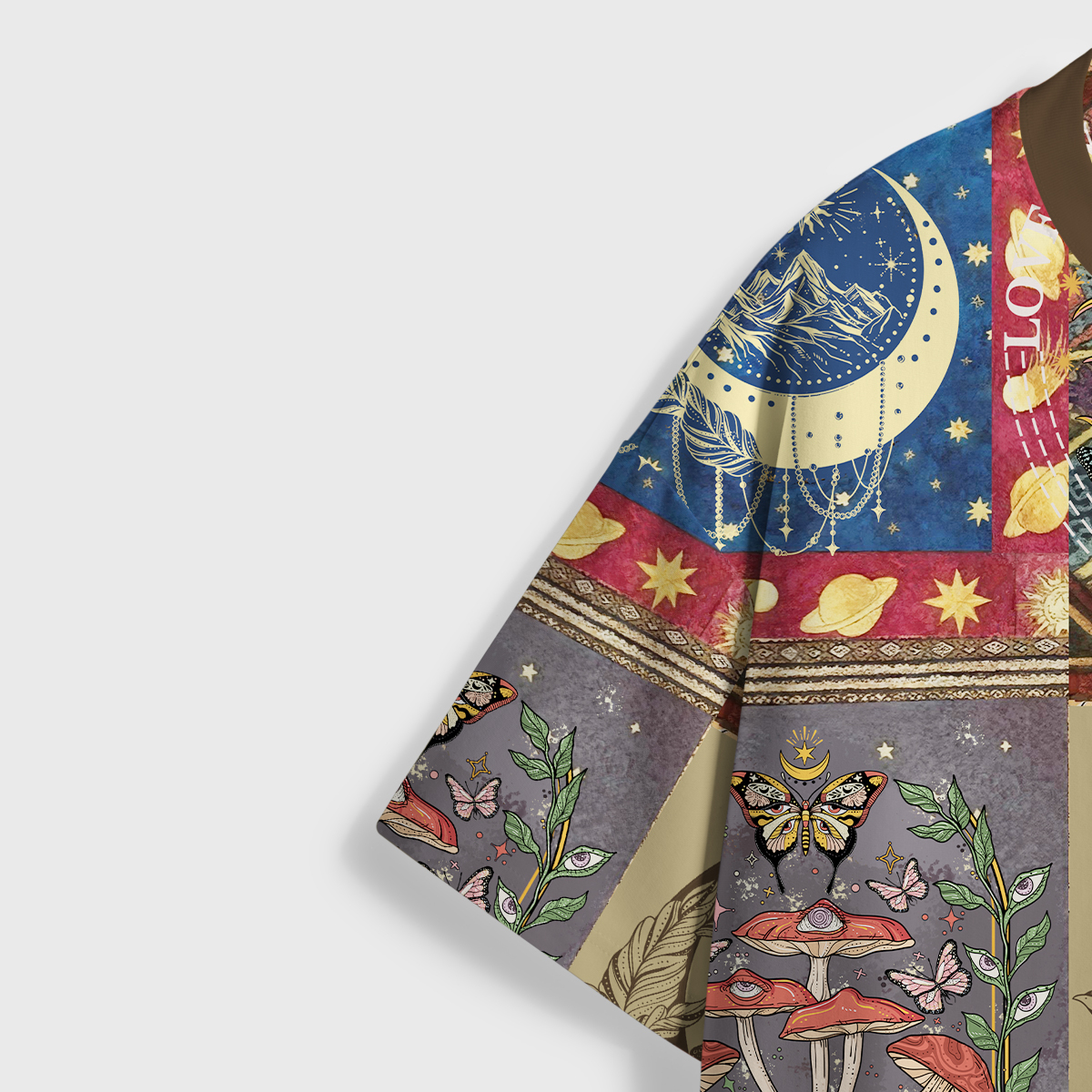 Purplehecate Starry Moon Patchwork for Cosmic Lovers All Over Print T-Shirt