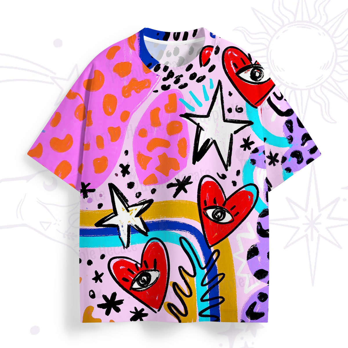 Purplehecate Cosmic Love Eyes Graffiti All Over Print T-Shirt