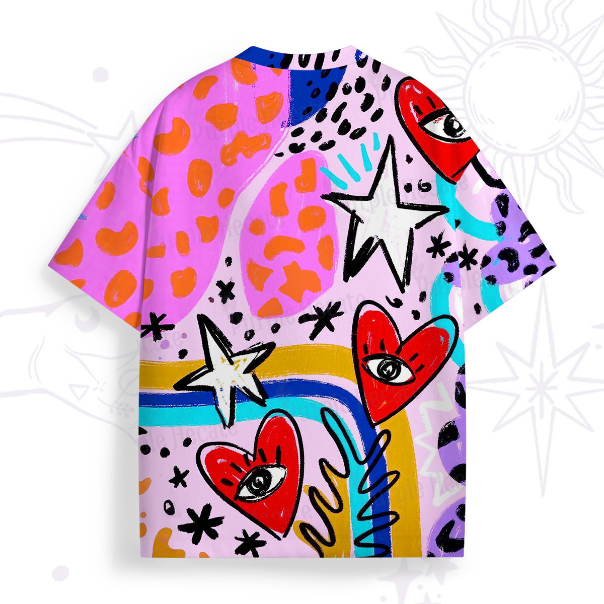 Purplehecate Cosmic Love Eyes Graffiti All Over Print T-Shirt