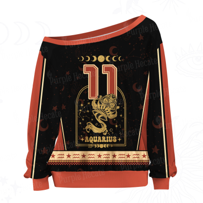 Purplehecate Zodiac Aquarius Under the Stars Off The Shoulder Graphic Jersey