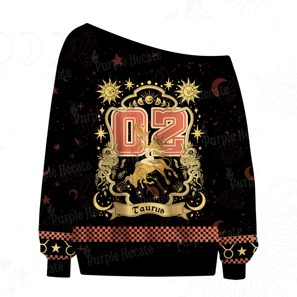 Purplehecate Taurus' Astral Mirage Zodiac Off The Shoulder Graphic Jersey