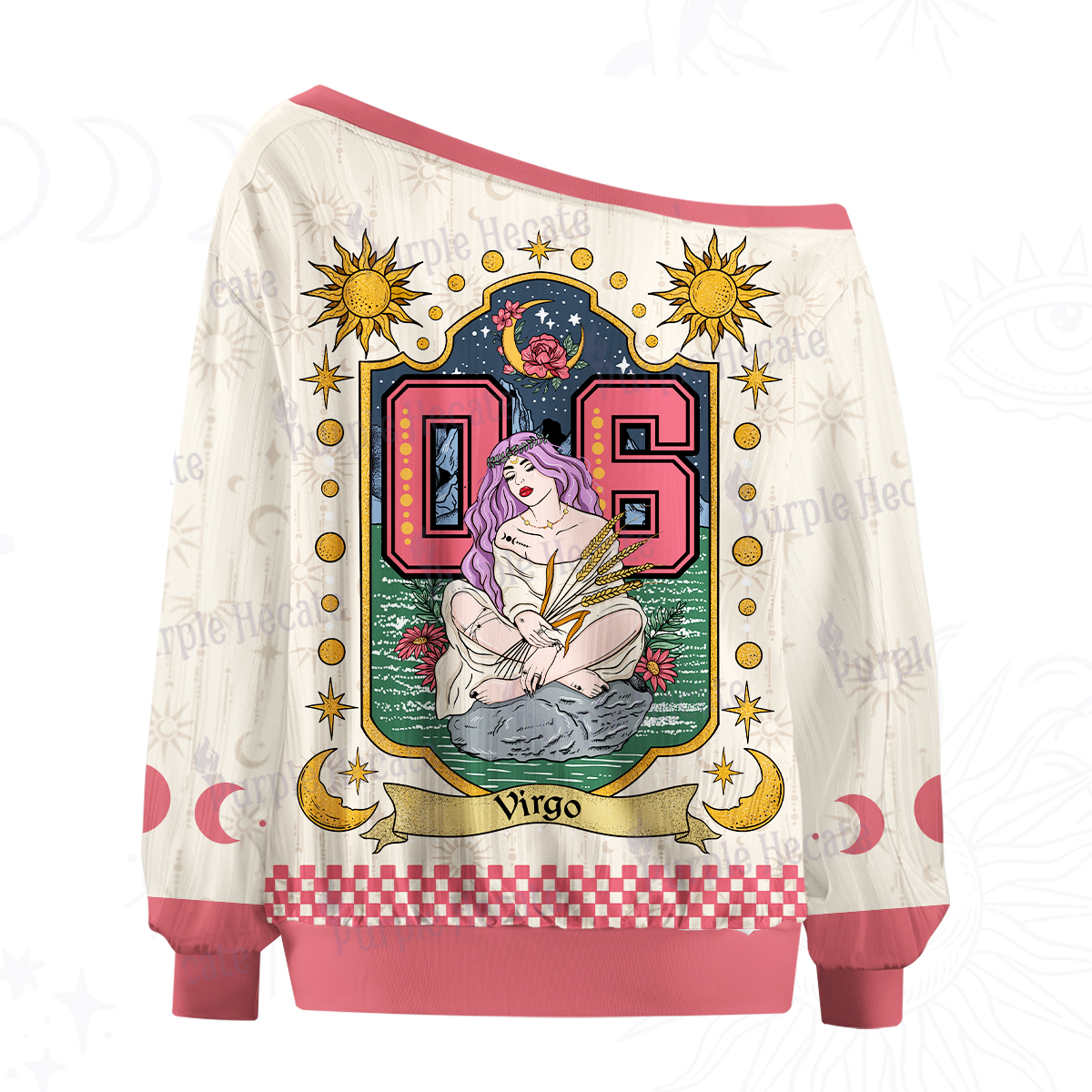 Purplehecate Virgo Zodiac Off The Shoulder Graphic Jersey