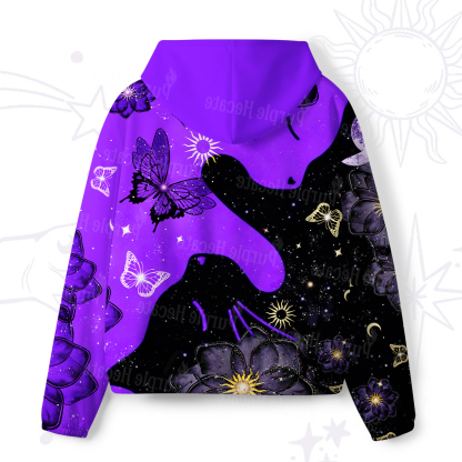 Purplehecate Starlit Cats & Butterflies All-Over Print Hoodie