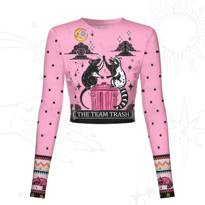Purplehecate The Team Trash Opossum Tarot Mesh Long Sleeve Crop Top