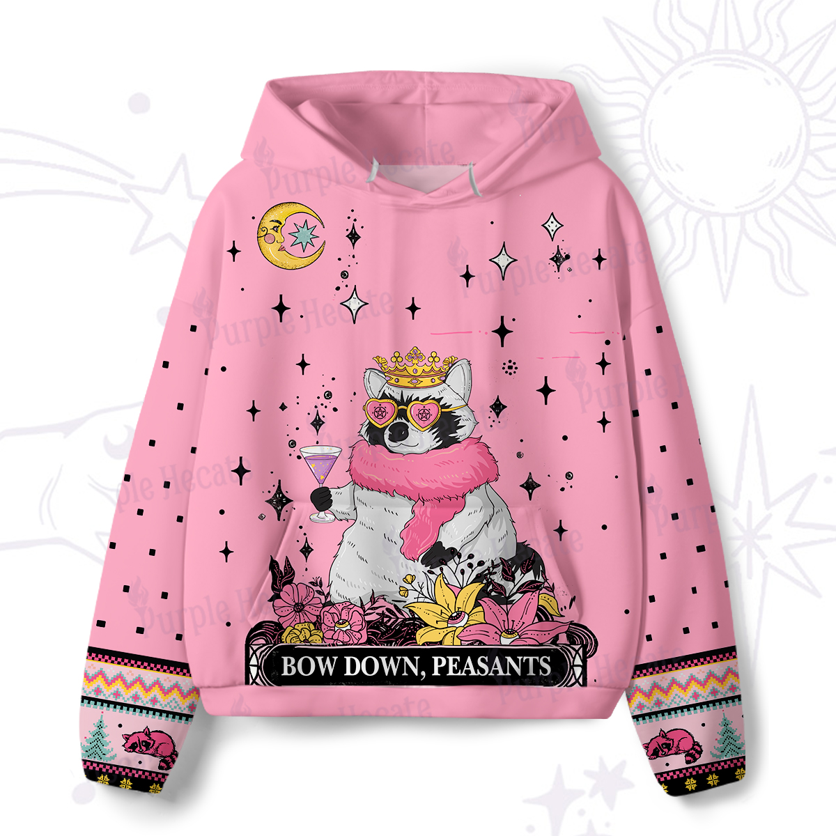 Purplehecate Bow Down Peasants All-Over Print Hoodie