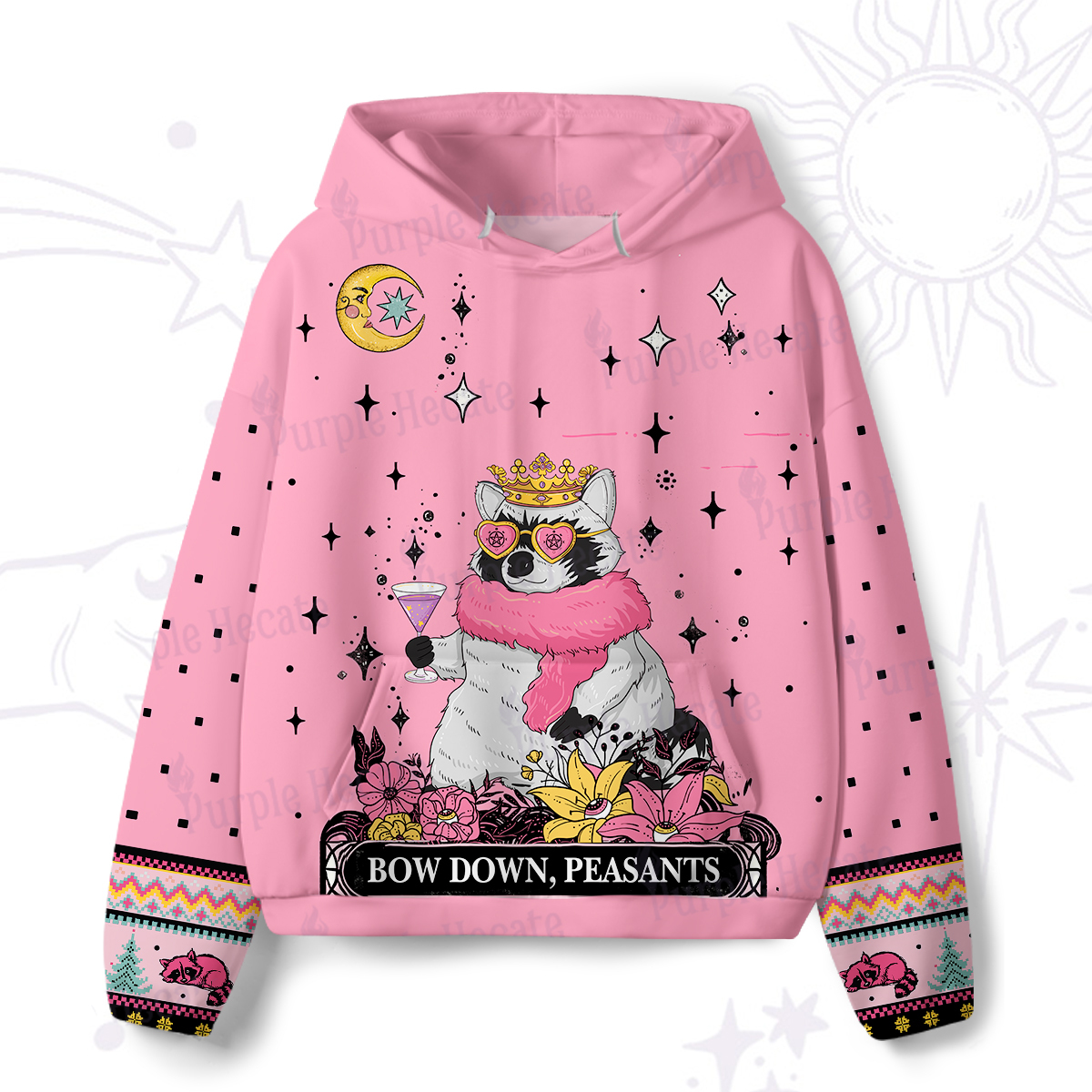 Purplehecate Bow Down Peasants All-Over Print Hoodie