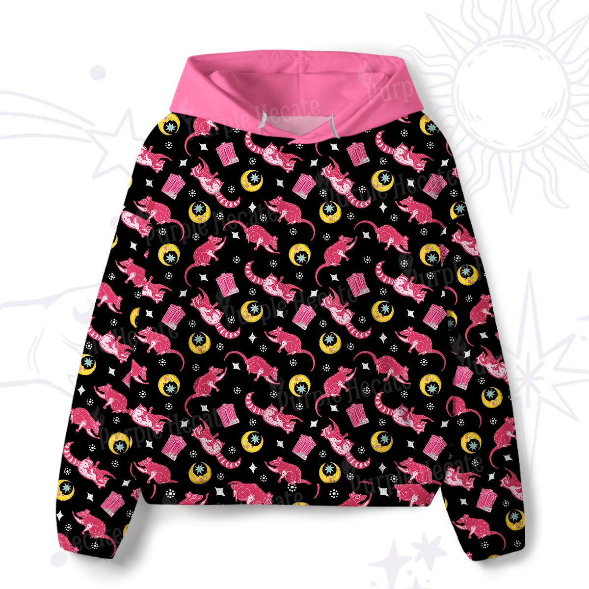 Purplehecate Midnight Raccoon Bandits All-Over Print Hoodie