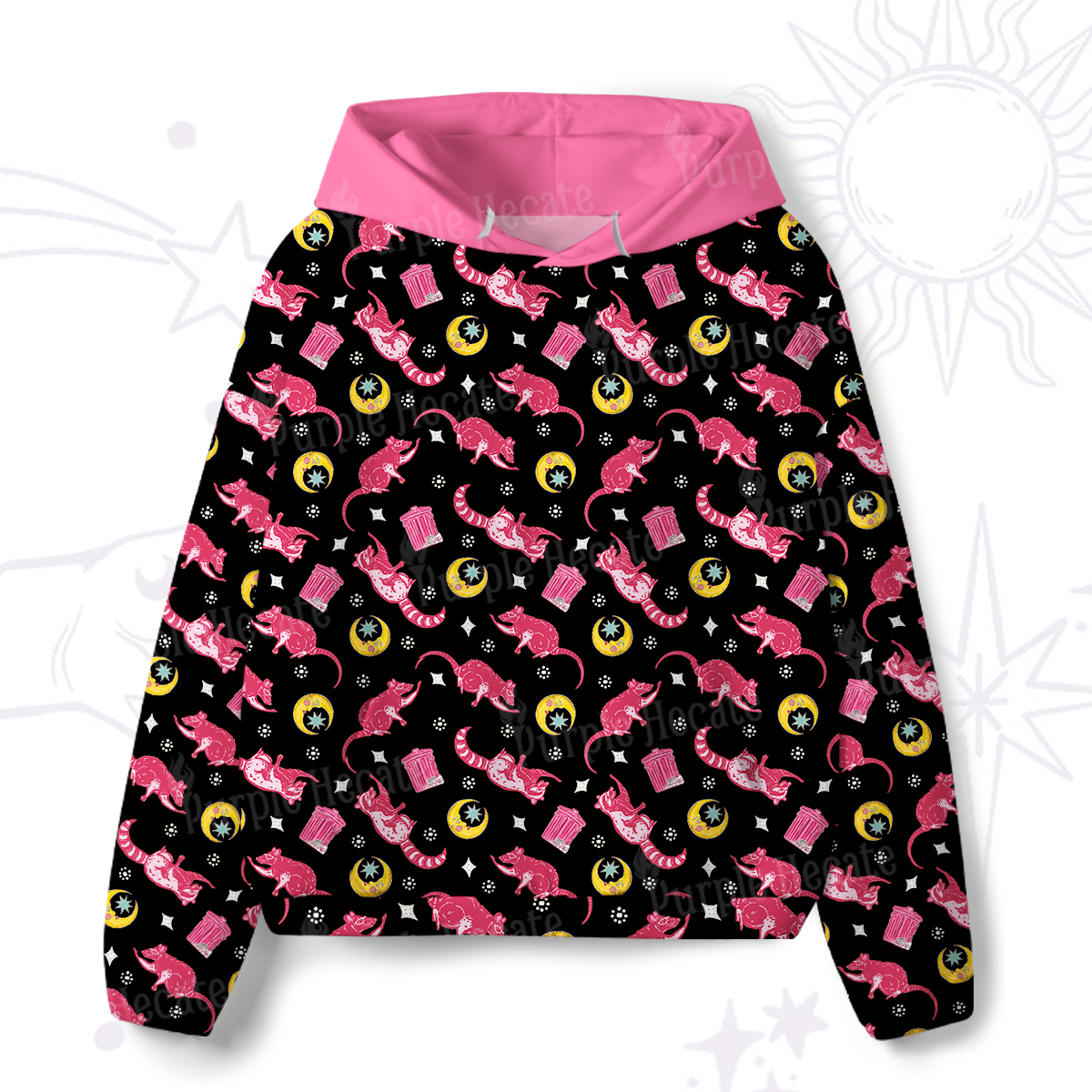 Purplehecate Midnight Raccoon Bandits All-Over Print Hoodie