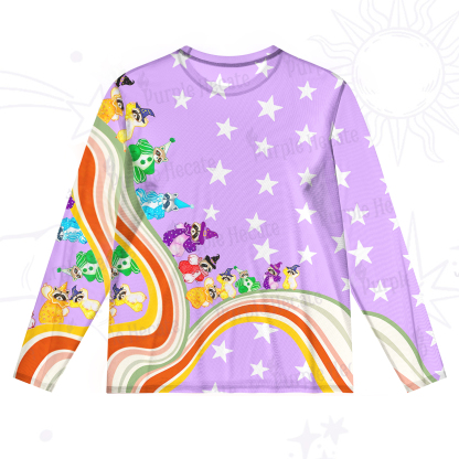 Purplehecate Rainbow Raccoon Star Mesh Long Sleeve Top