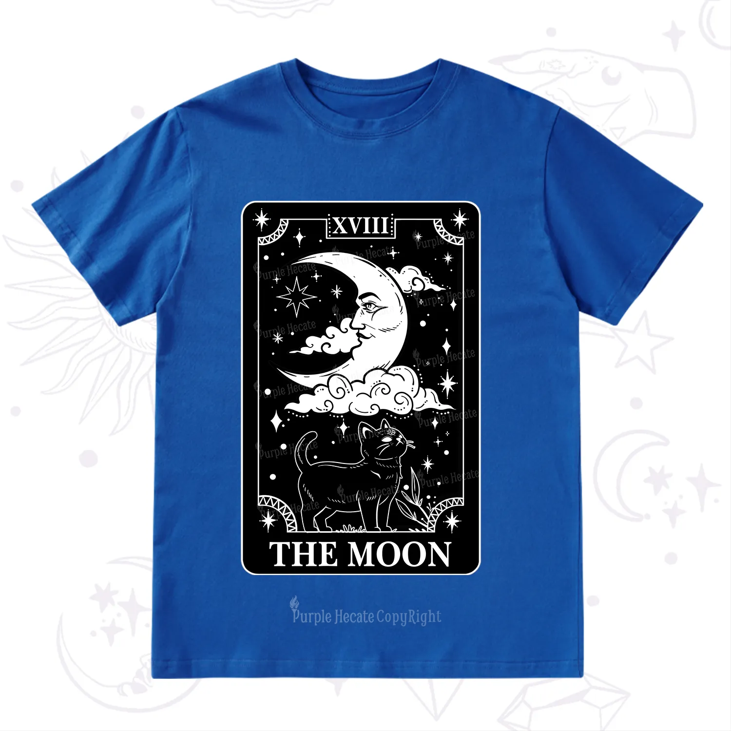 Purplehecate The Moon Tarot Card Cat T-Shirt
