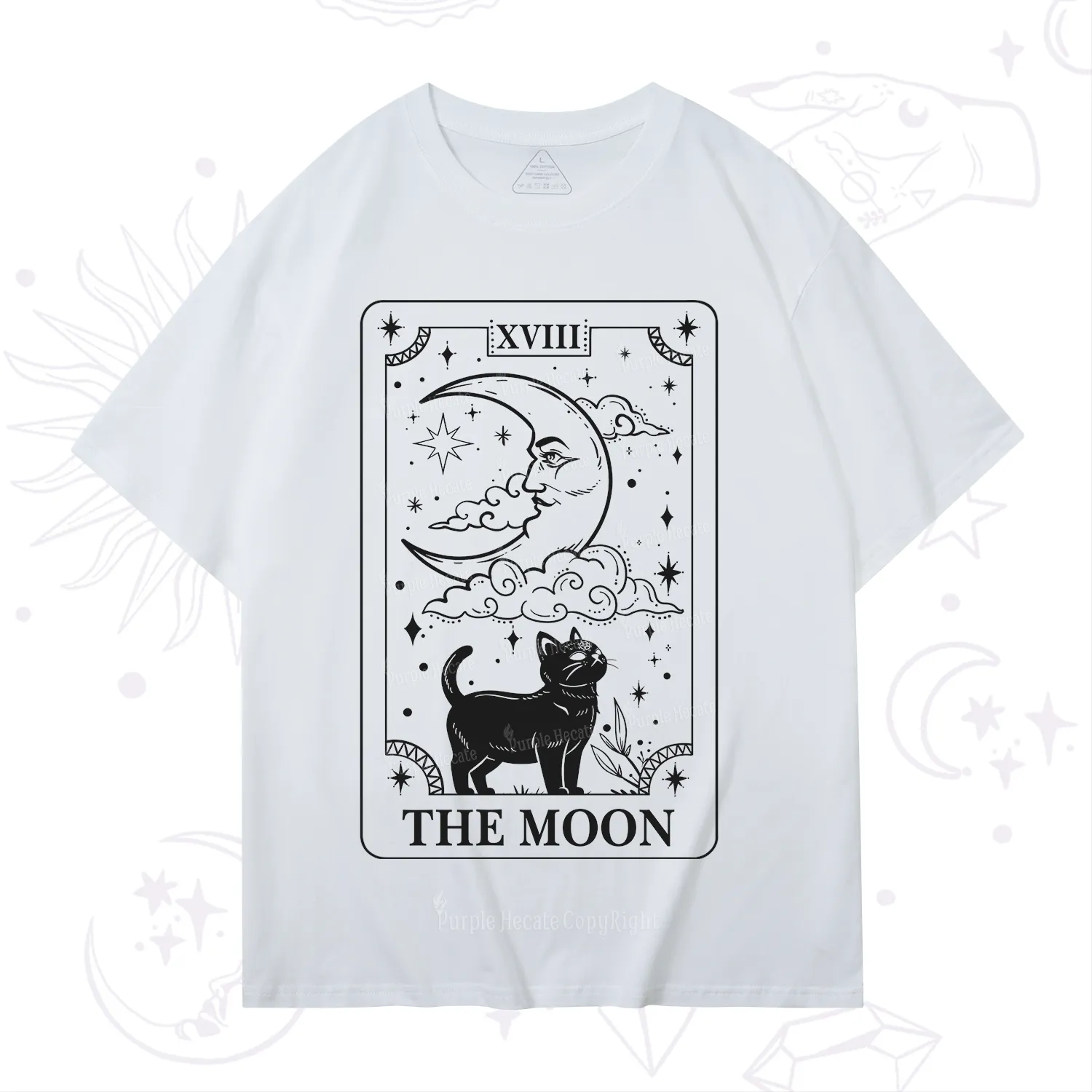 Purplehecate The Moon Tarot Card Cat T-Shirt