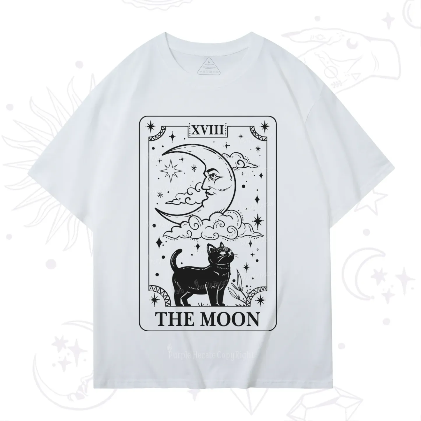 Purplehecate The Moon Tarot Card Cat T-Shirt