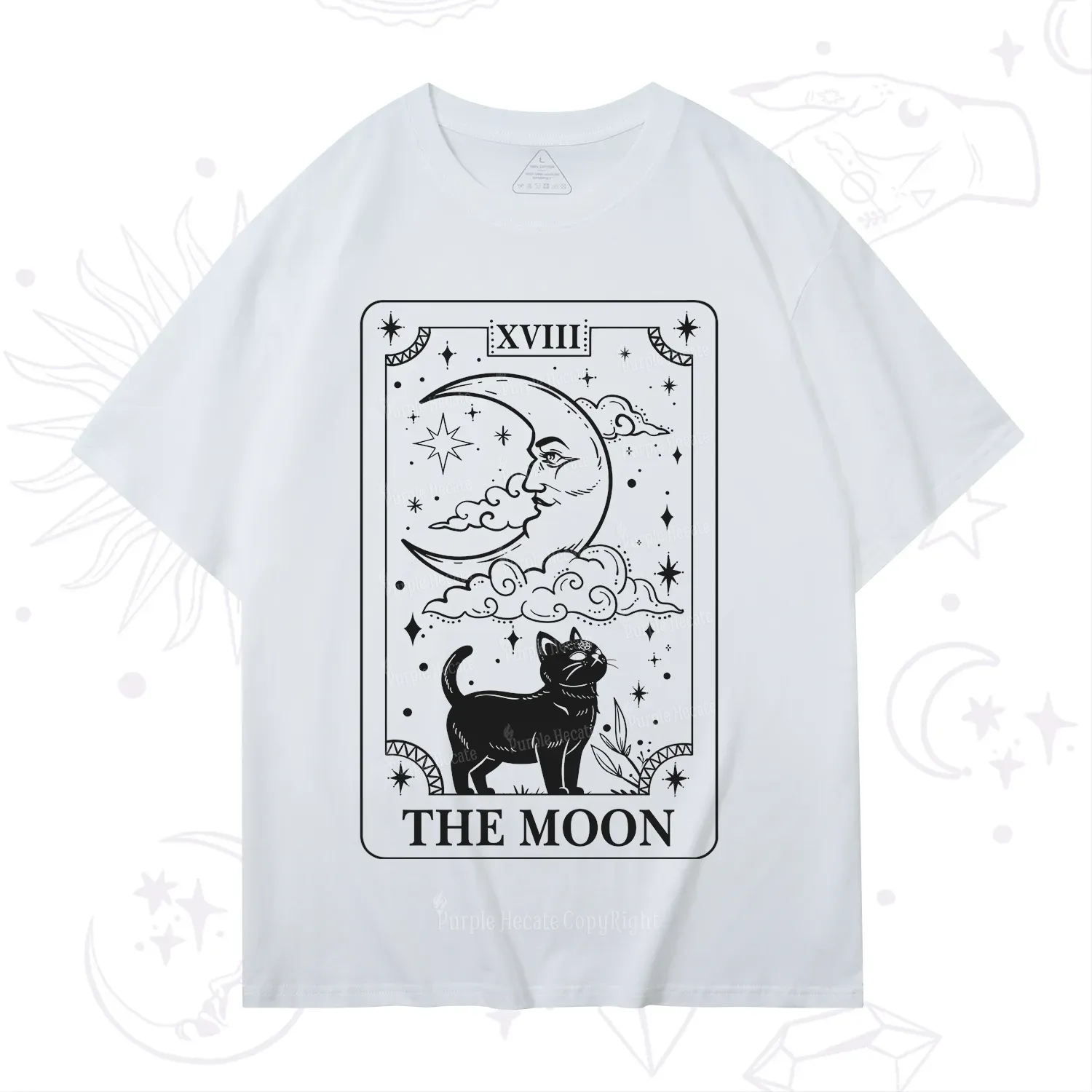 Purplehecate The Moon Tarot Card Cat T-Shirt