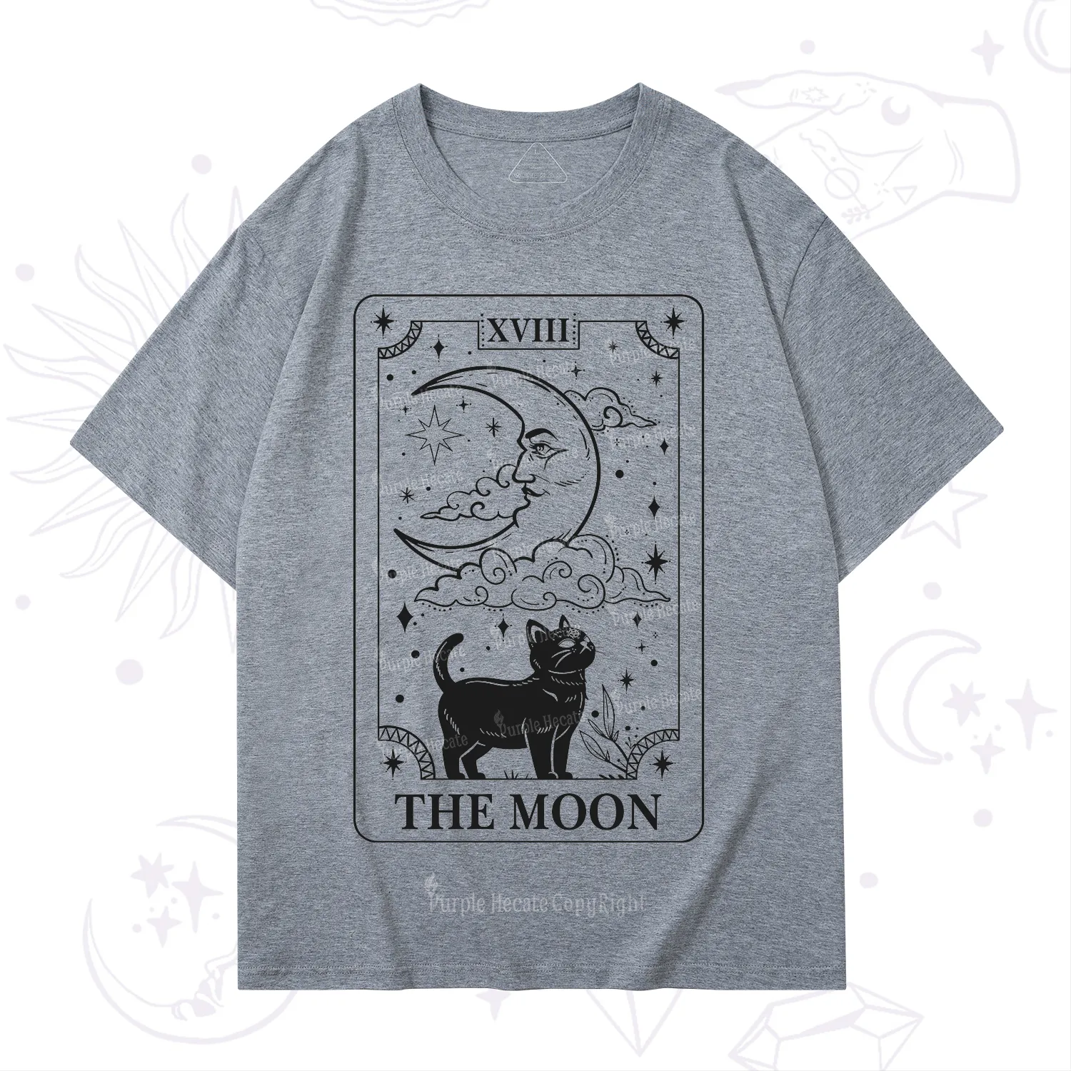 Purplehecate The Moon Tarot Card Cat T-Shirt