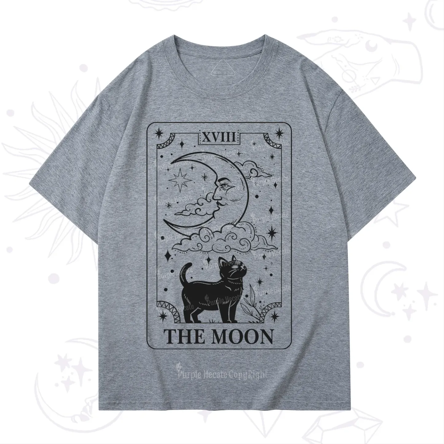 Purplehecate The Moon Tarot Card Cat T-Shirt