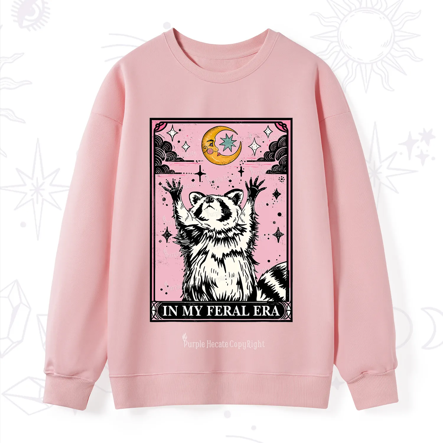 Purplehecate The In My Feral Era Tarot Raccoon Sweatshirt
