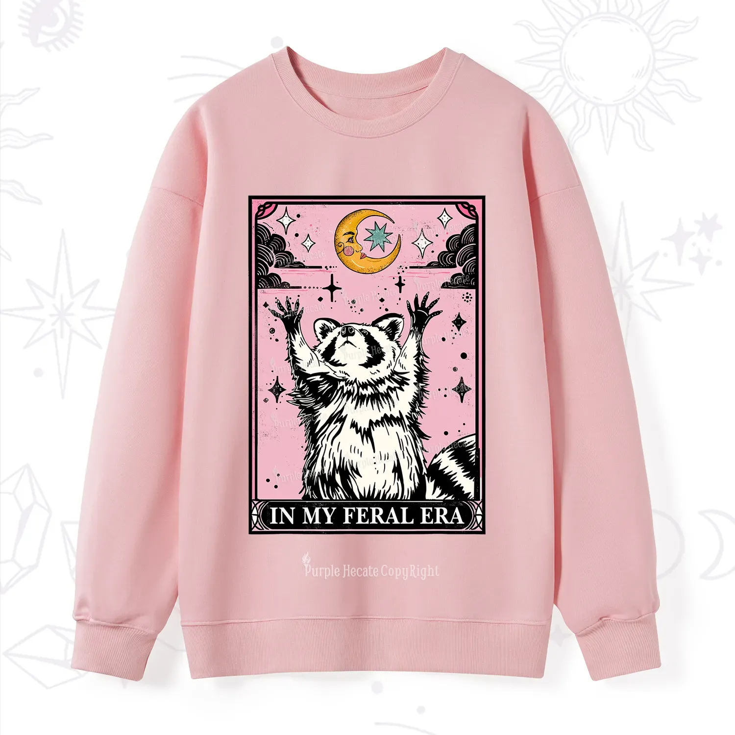 Purplehecate The In My Feral Era Tarot Raccoon Sweatshirt